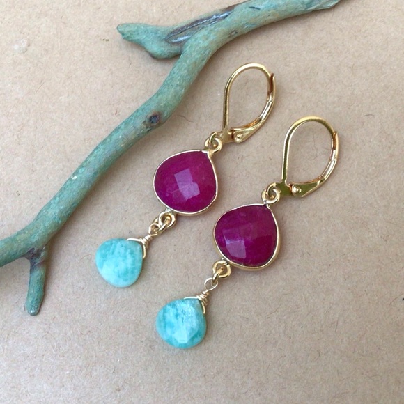 Ruby Amazonite Sundance Charm Earrings SALE - Picture 4 of 8